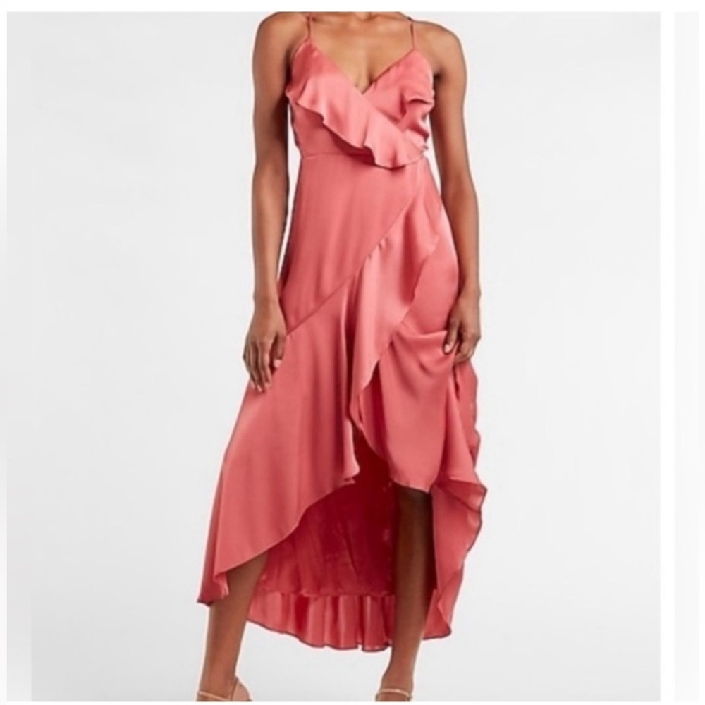 Express Coral Ruffle Dress